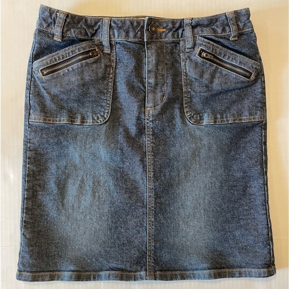 Route 66 Denim Jean Skirt Zip Pockets Size 8
